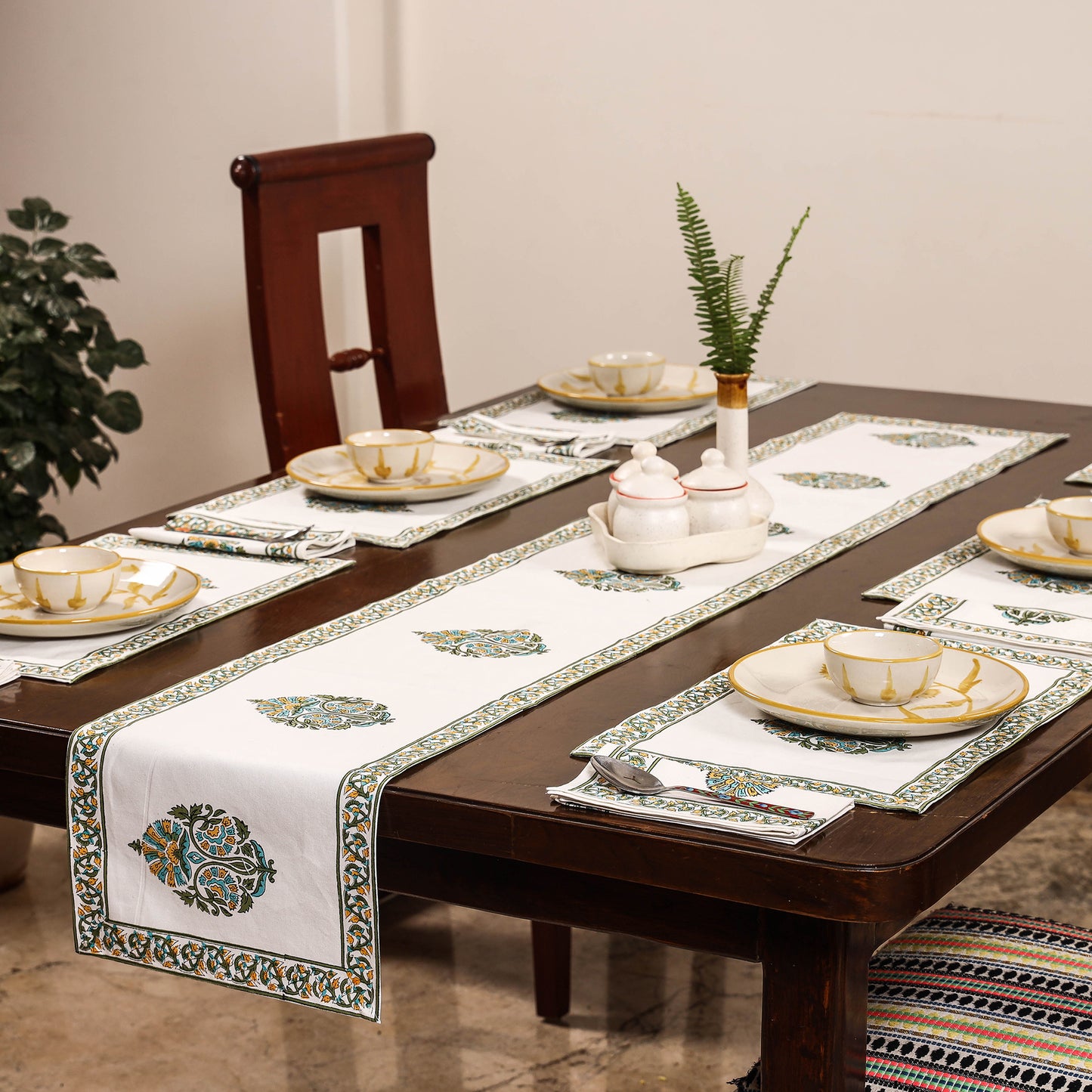 Block Printed Cotton Table Runner