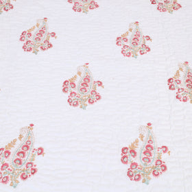 Pink - double - reversible sanganeri cotton quilt set 07