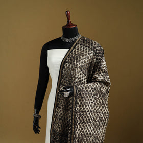 Brown - Pipad Hand Block Print Natural Dyed Chanderi Silk Handloom Dupatta 09
