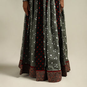 Multicolor - Bandhani Tie-Dye 24 Kali Patchwork Cotton Long Skirt 12