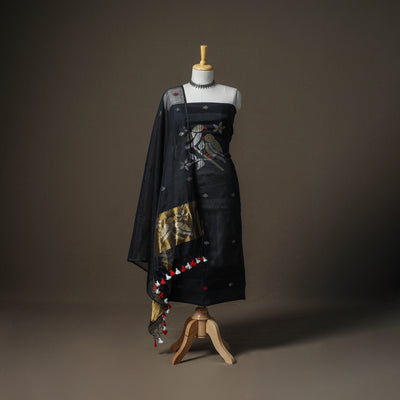 Jamdani Pure Handloom Muslin Unstitched Dress Material: Kurta with Dupatta 26