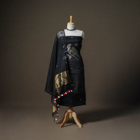 Jamdani Pure Handloom Muslin Unstitched Dress Material: Kurta with Dupatta 26