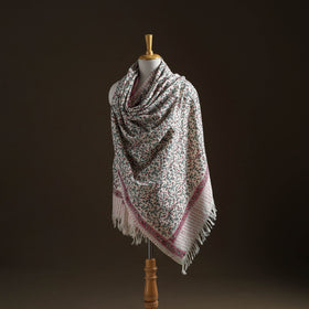 Floral Sanganeri Print Pure Merino Wool Handwoven Shawl 78