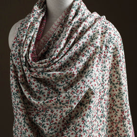 Floral Sanganeri Print Pure Merino Wool Handwoven Shawl 78