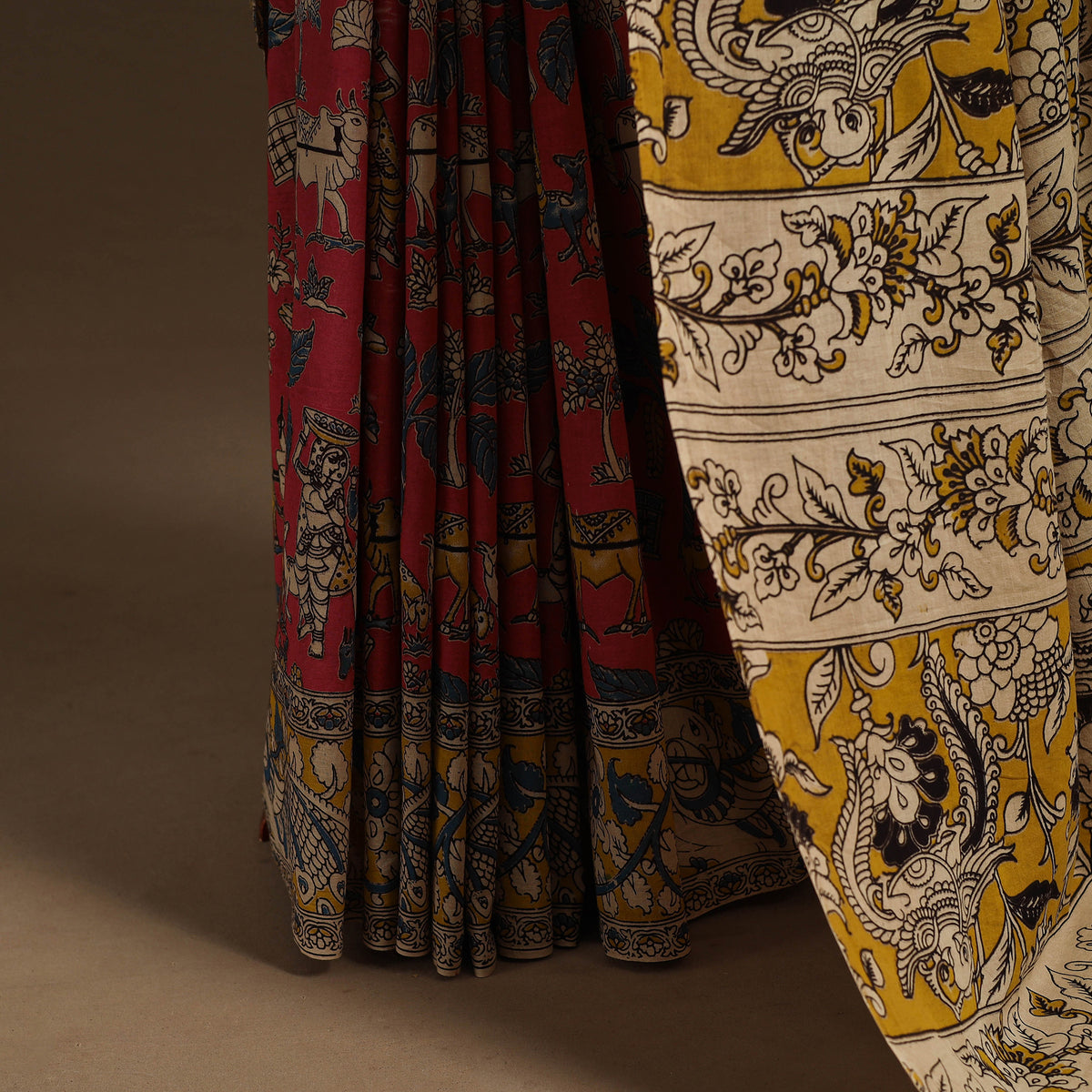 Red - Printed Cotton Kalamkari Saree 46