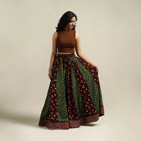 Multicolor - Bandhani Tie-Dye 24 Kali Patchwork Cotton Long Skirt 13