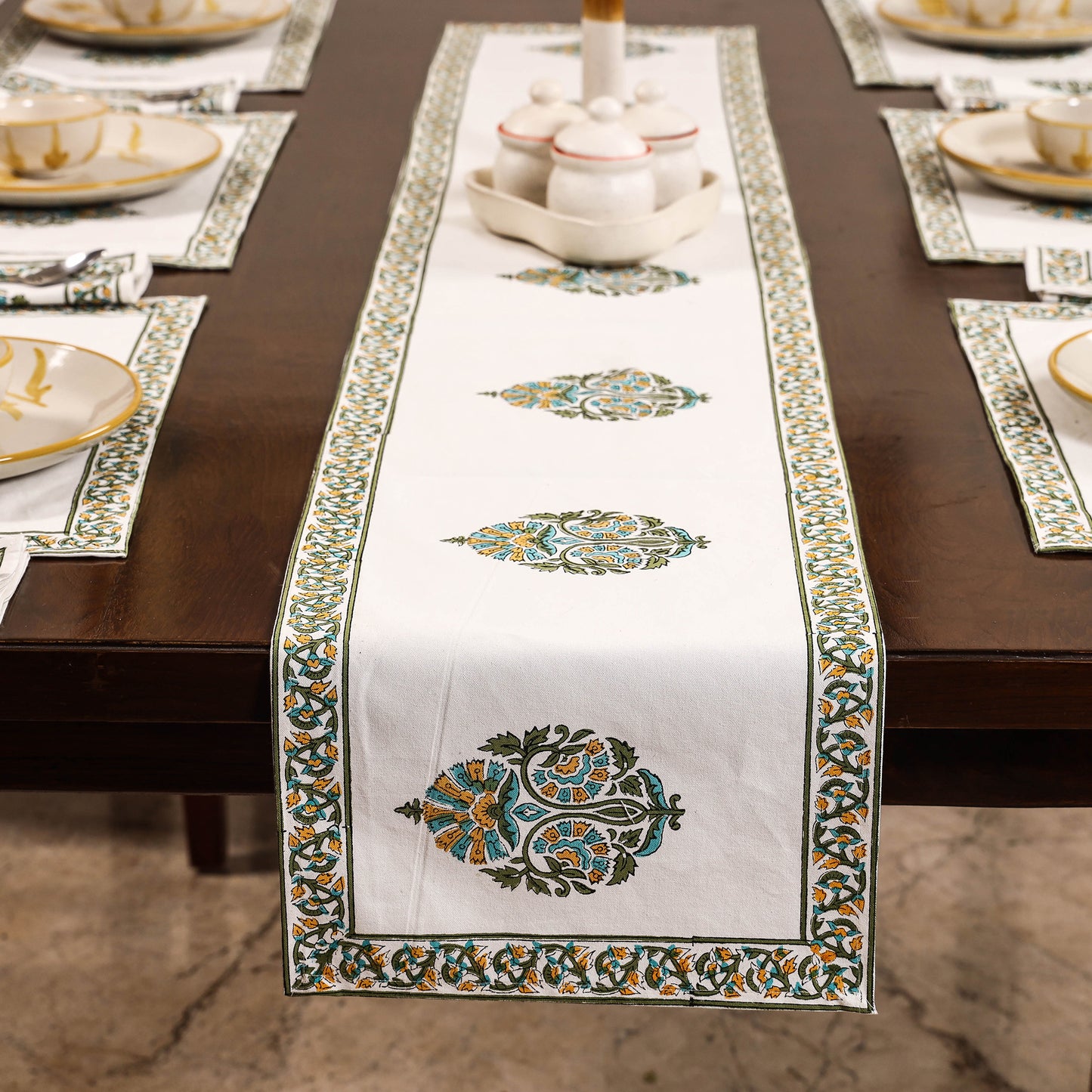 Block Printed Cotton Table Runner