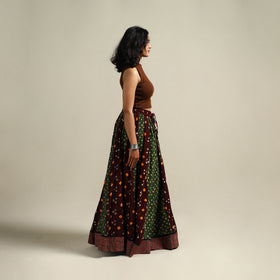 Multicolor - Bandhani Tie-Dye 24 Kali Patchwork Cotton Long Skirt 13