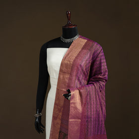 Bagh Hand Block Print Natural Dyed Tissue Zari Chanderi Silk Dupatta 17