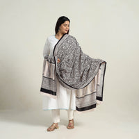 Black - Natural Dyed Hand Block Print Cotton Bagh Dupatta 03