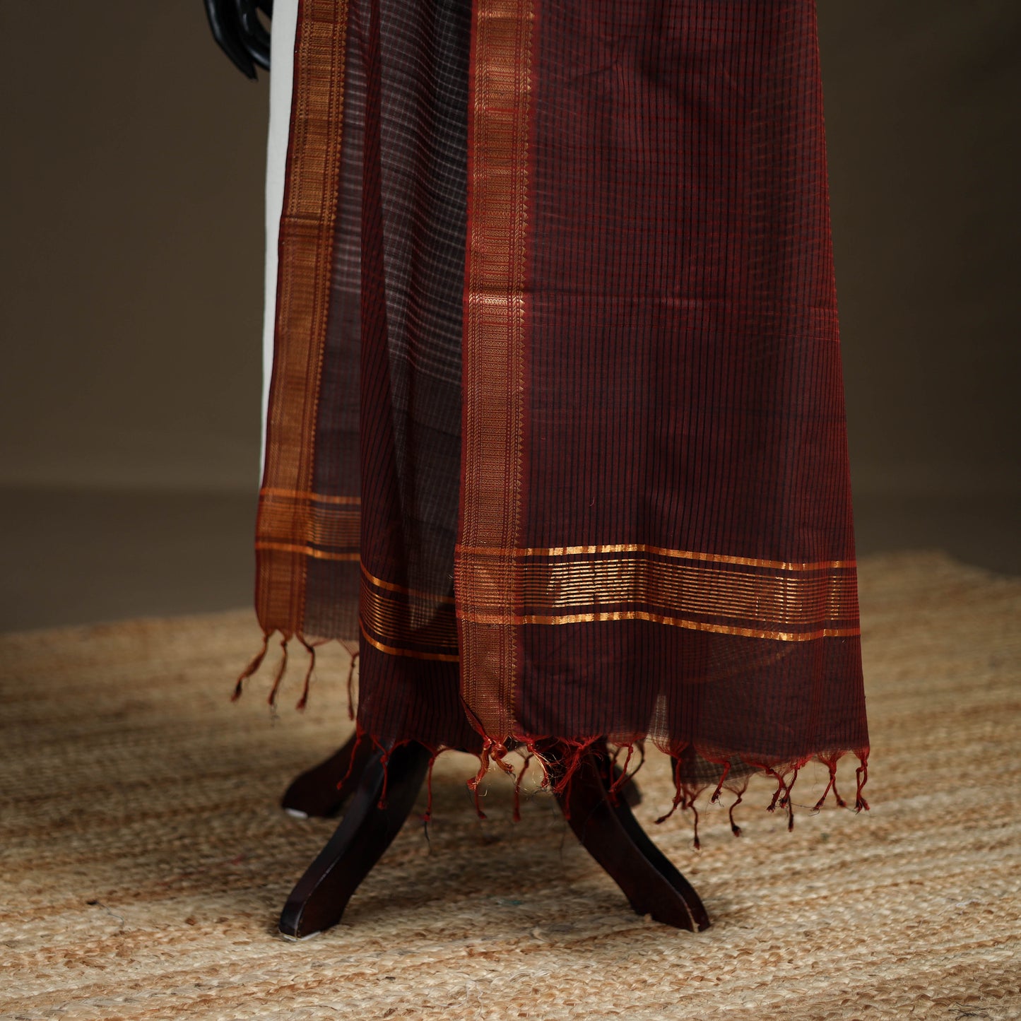 Pure Handloom Cotton Nizam Zari Border Mangalagiri Dupatta 15