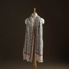 Floral Sanganeri Print Pure Merino Wool Handwoven Shawl 79