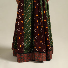 Multicolor - Bandhani Tie-Dye 24 Kali Patchwork Cotton Long Skirt 13