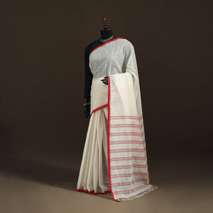 White - Bengal Handwoven Cotton Begumpuri Saree 16