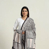 Black - Natural Dyed Hand Block Print Cotton Bagh Dupatta 03