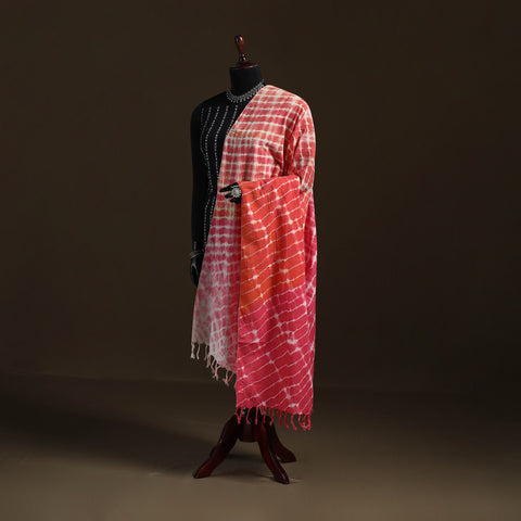 Shibori Tie-Dye Cotton Dupatta with Tassels 11
