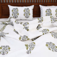 Double - Reversible Sanganeri Block Print Cotton Quilt Set 08