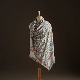 Floral Sanganeri Print Pure Merino Wool Handwoven Shawl 79
