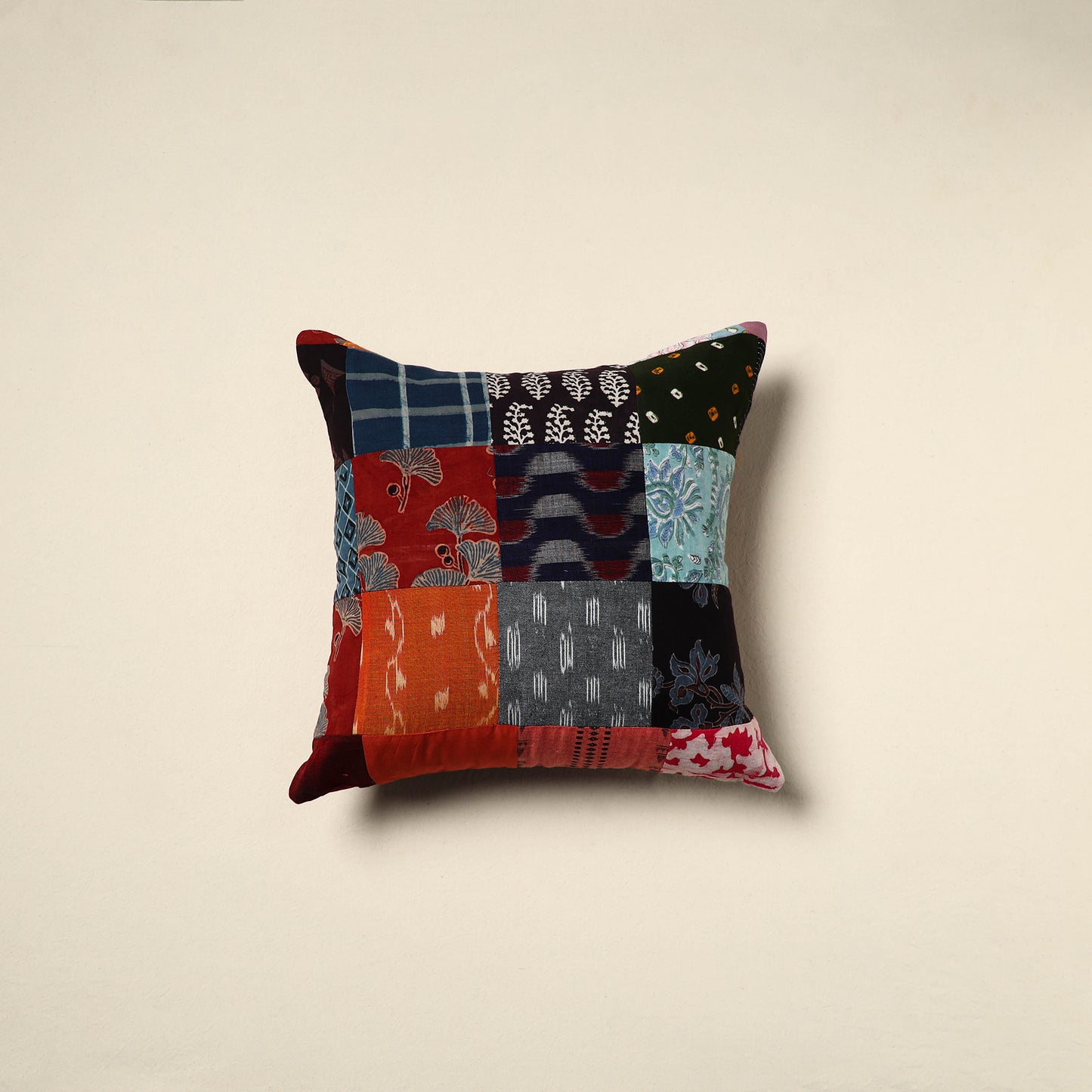 Multicolor Handcrafted Cotton Patchwork Cushion Cover