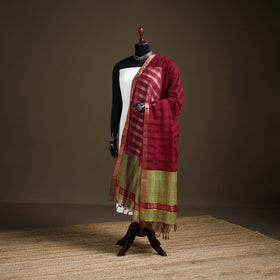 Pure Handloom Cotton Nizam Zari Border Mangalagiri Dupatta 16