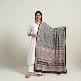 Black - natural dyed hand cotton bagh dupatta 04
