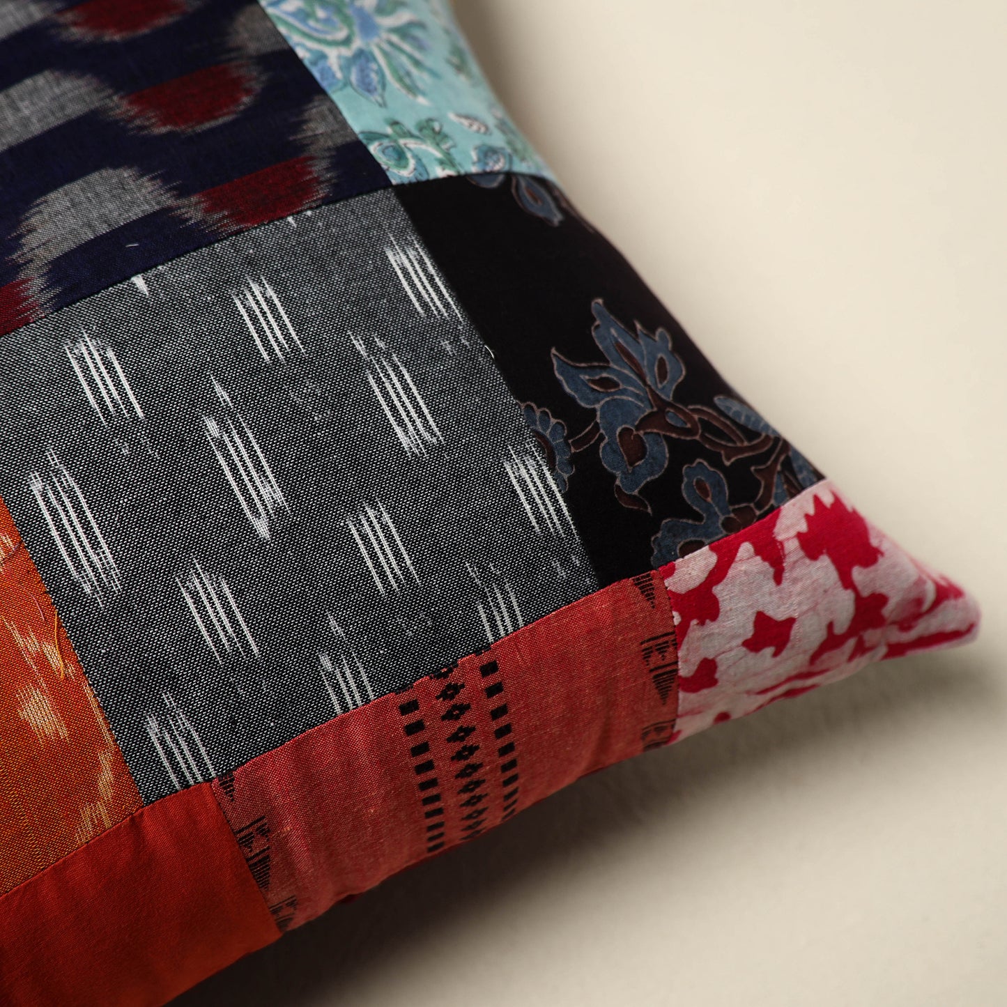 Multicolor Handcrafted Cotton Patchwork Cushion Cover