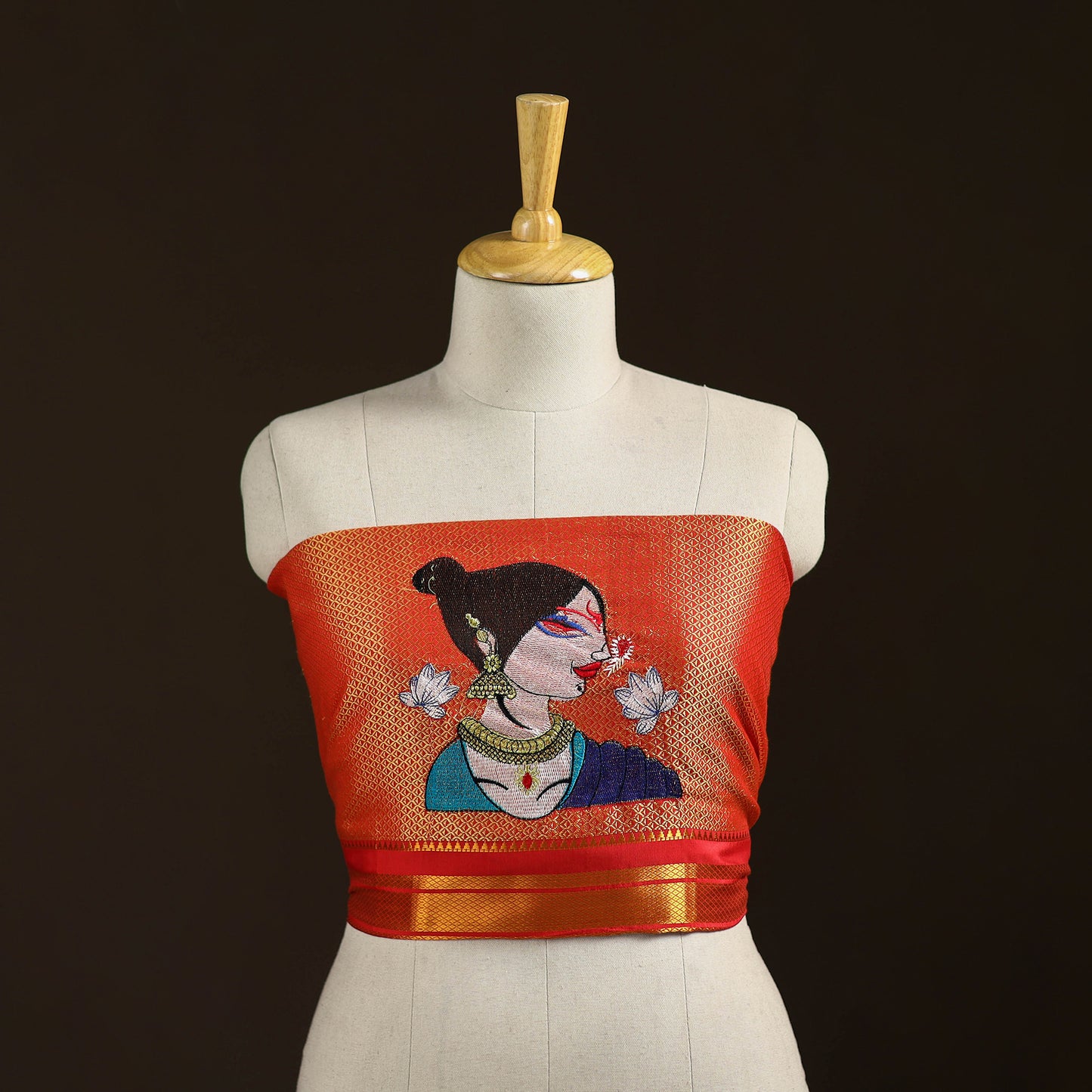 Women Embroidered Mercerised Cotton Khun Blouse Piece 22