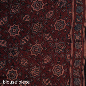 Handwoven Merino Wool Natural Dyed Hand Block Print Ajrakh Saree 04