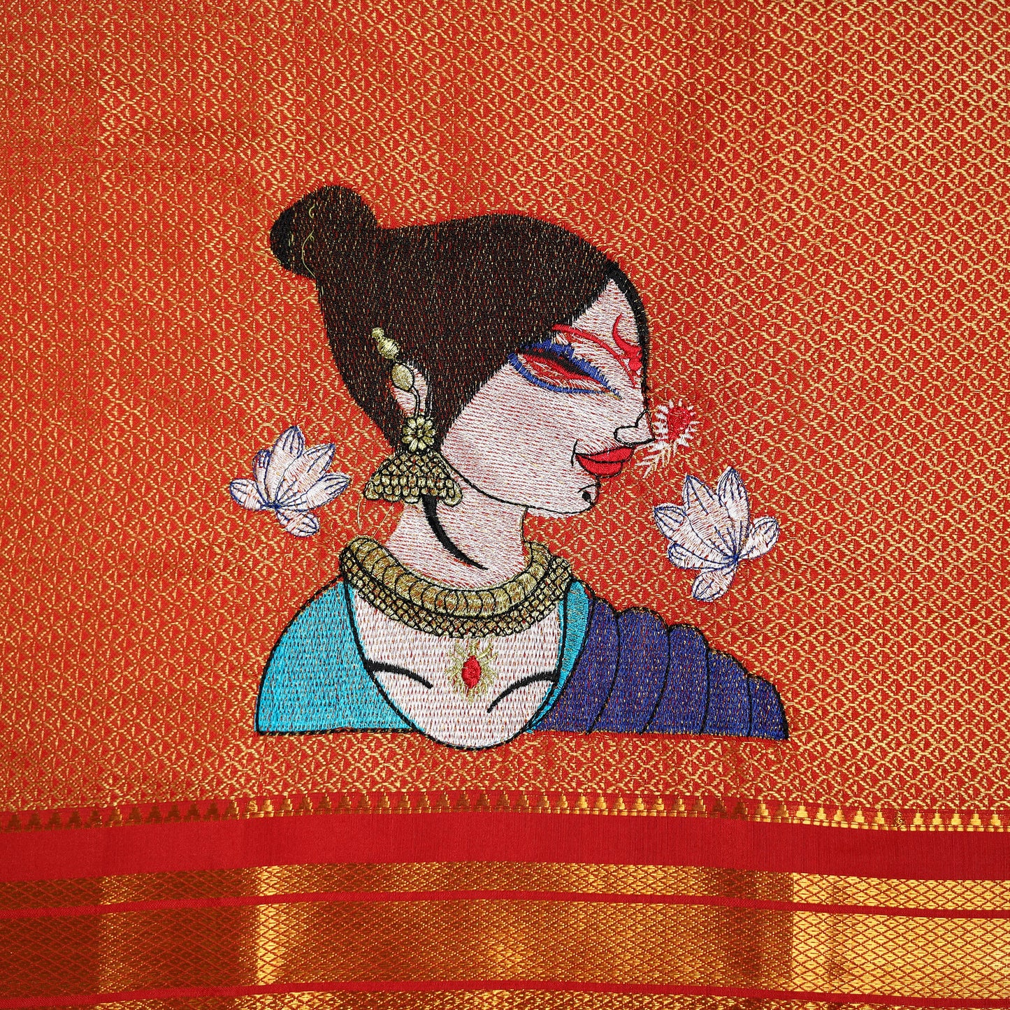 Women Embroidered Mercerised Cotton Khun Blouse Piece 22