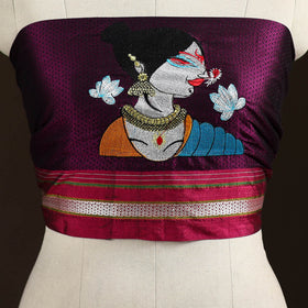 Women Embroidered Mercerised Cotton Khun Blouse Piece 03