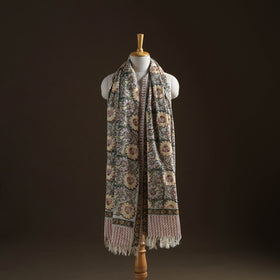 Floral Sanganeri Print Pure Merino Wool Handwoven Shawl 80