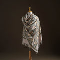 Floral Sanganeri Print Pure Merino Wool Handwoven Shawl 80