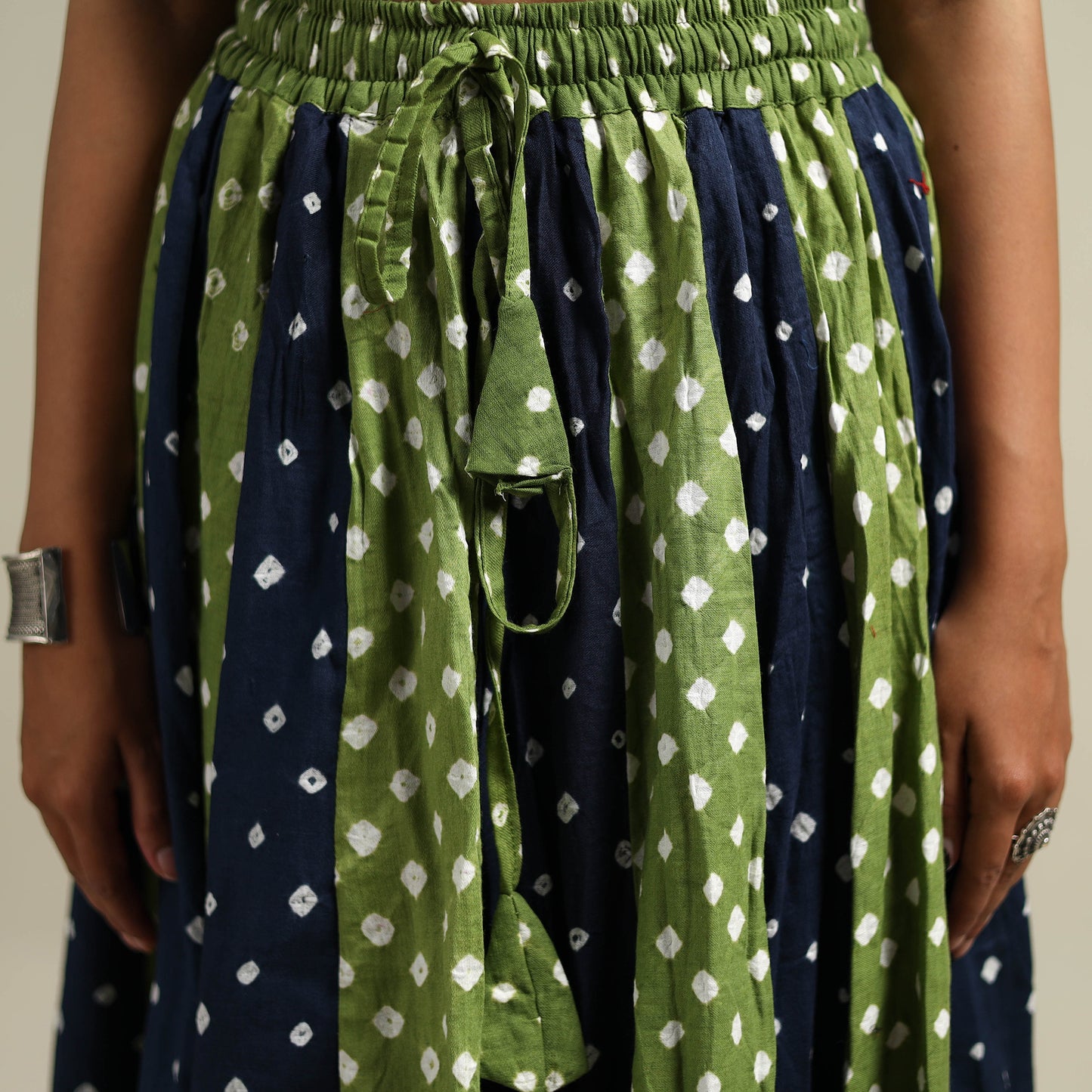 Multicolor - Bandhani Tie-Dye 24 Kali Patchwork Cotton Long Skirt 14