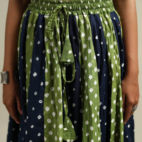 Multicolor - Bandhani Tie-Dye 24 Kali Patchwork Cotton Long Skirt 14