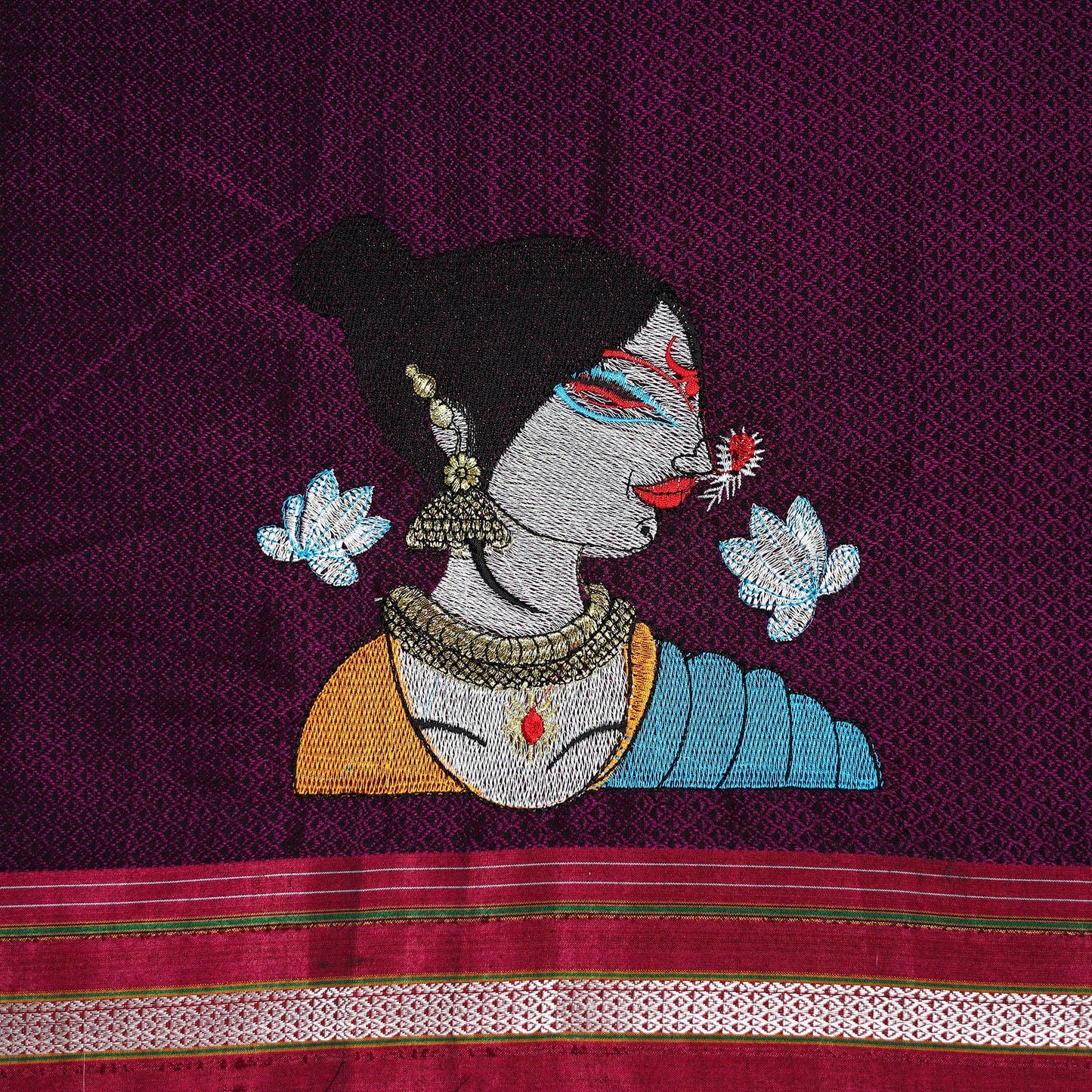 Women Embroidered Mercerised Cotton Khun Blouse Piece 03
