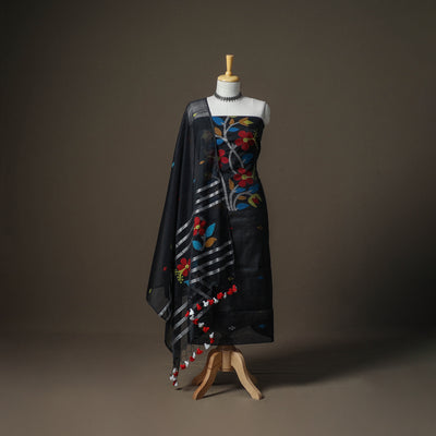 Jamdani Pure Handloom Muslin Unstitched Dress Material: Kurta with Dupatta 28