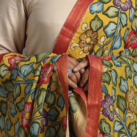 Yellow - Chanderi Silk Srikalahasti Handpainted Pen Kalamkari Dupatta 08