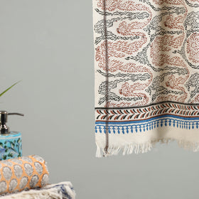 Off white - handloom cotton sanganeri towel 20 - handcrafted