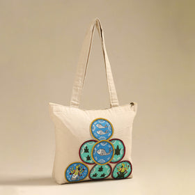 Beige - pattachitra handpainted shoulder bag from odisha 33