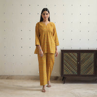 Yellow - Block Printed Cotton Ajrakh Co-ord Set 17