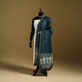 Blue - Pipad Hand Block Print Natural Dyed Chanderi Silk Handloom Dupatta 12