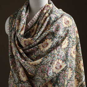 Floral Sanganeri Print Pure Merino Wool Handwoven Shawl 80