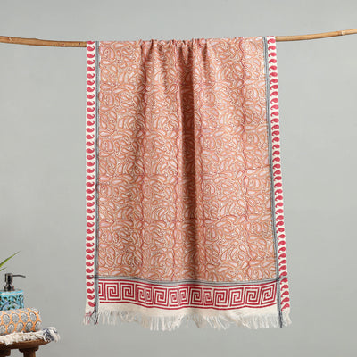 Brown - handloom cotton sanganeri towel 21 - handcrafted
