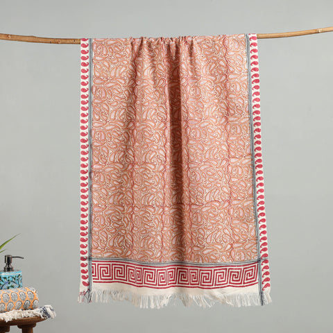 Brown - handloom cotton sanganeri towel 21 - handcrafted