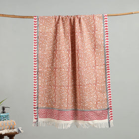 Brown - handloom cotton sanganeri towel 21 - handcrafted