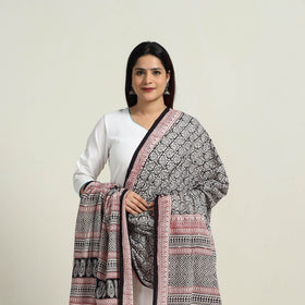 Black - natural dyed hand cotton bagh dupatta 04