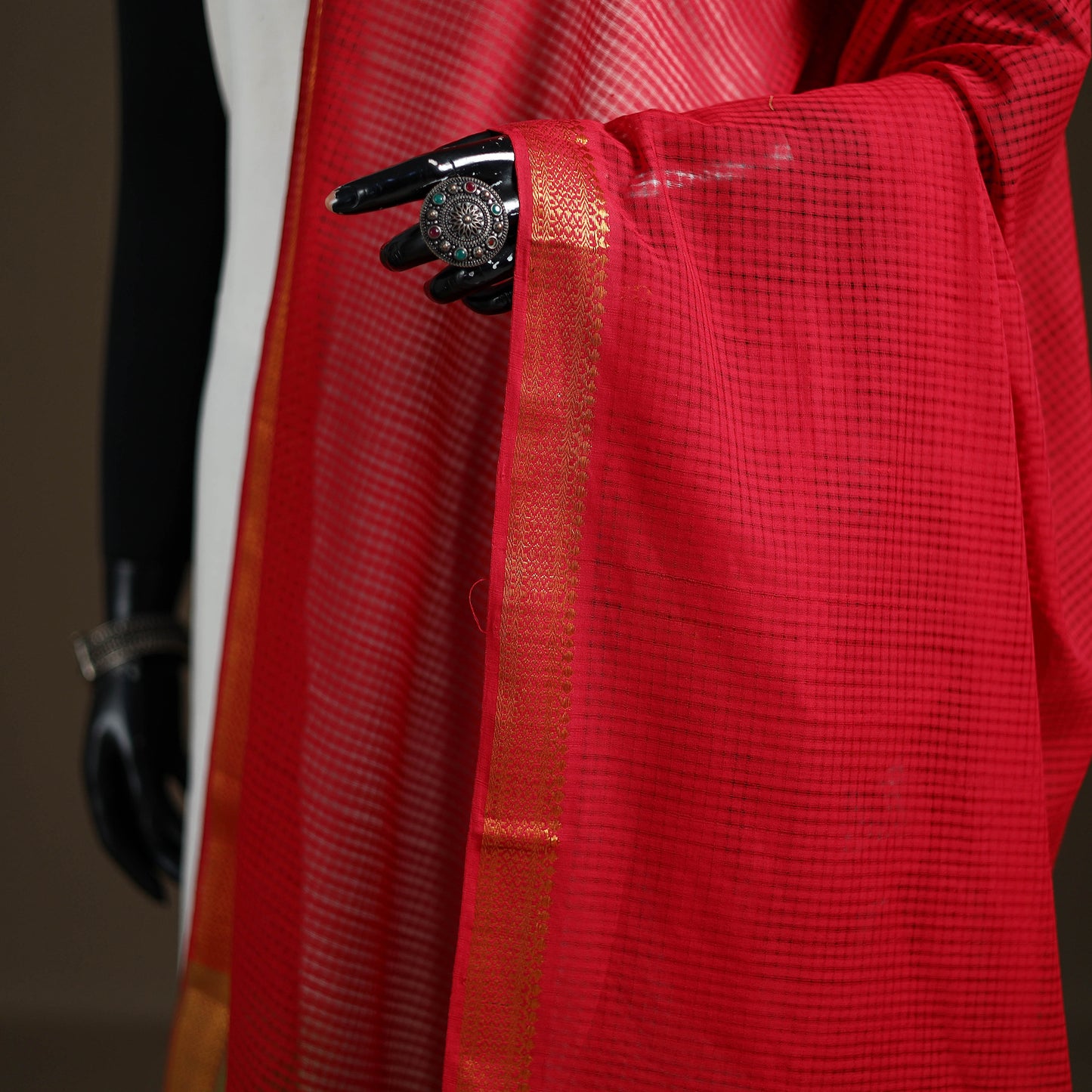 Pure Handloom Cotton Nizam Zari Border Mangalagiri Dupatta 17