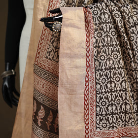 Bagh Hand Block Print Natural Dyed Tissue Zari Chanderi Silk Dupatta 19
