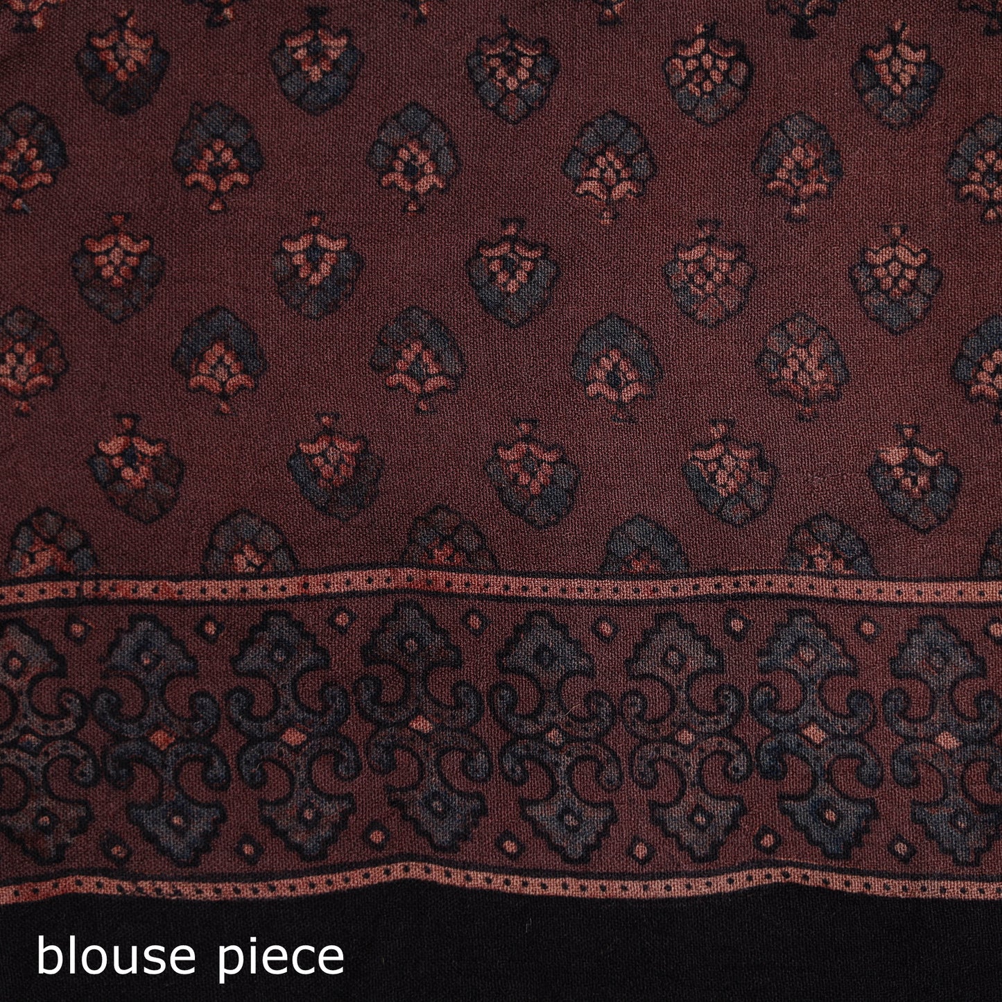 Handwoven Merino Wool Natural Dyed Hand Block Print Ajrakh Saree 05