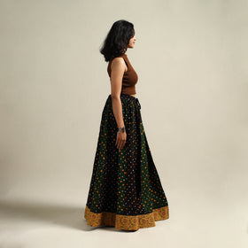 Multicolor - Bandhani Tie-Dye 24 Kali Patchwork Cotton Long Skirt 15